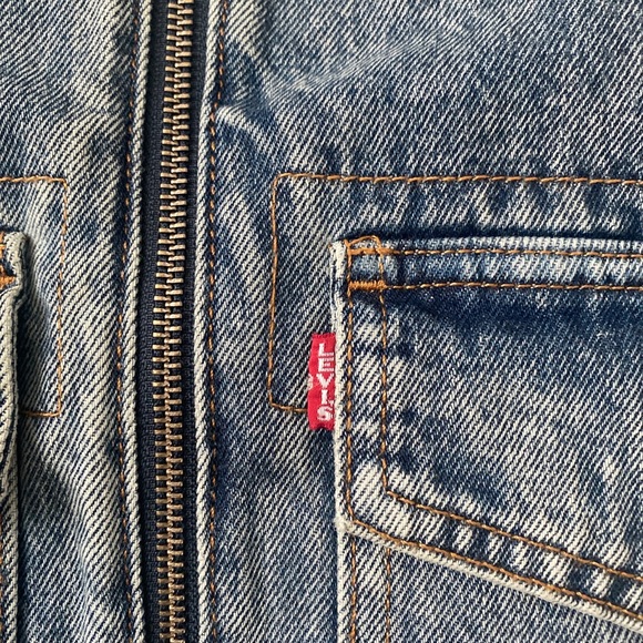 New Levi's Premium Big E Men Sherpa Lined Hybrid Denim Trucker Jean Jacket Small - Picture 4 of 8